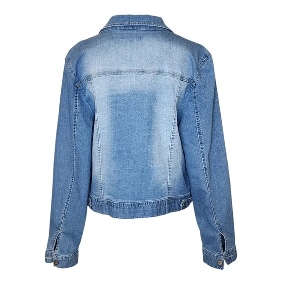 D.Jeans classic fit denim jacket light wash pockets button front sz xl nwt - Picture 4 of 16